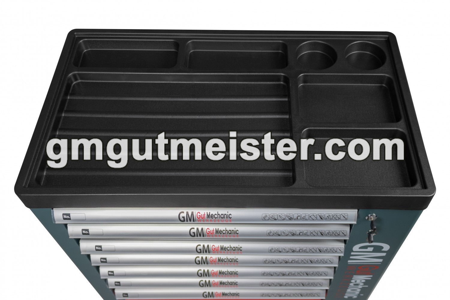 ШАФА-ВІЗОК ДЛЯ ІНСТРУМЕНТІВ GUT MECHANIC 7 ШУХЛЯД 900*770*460MM (ПЛАСТМАСОВИЙ СТІЛ, НА ЗАМОК) TTS00770 - фото 6